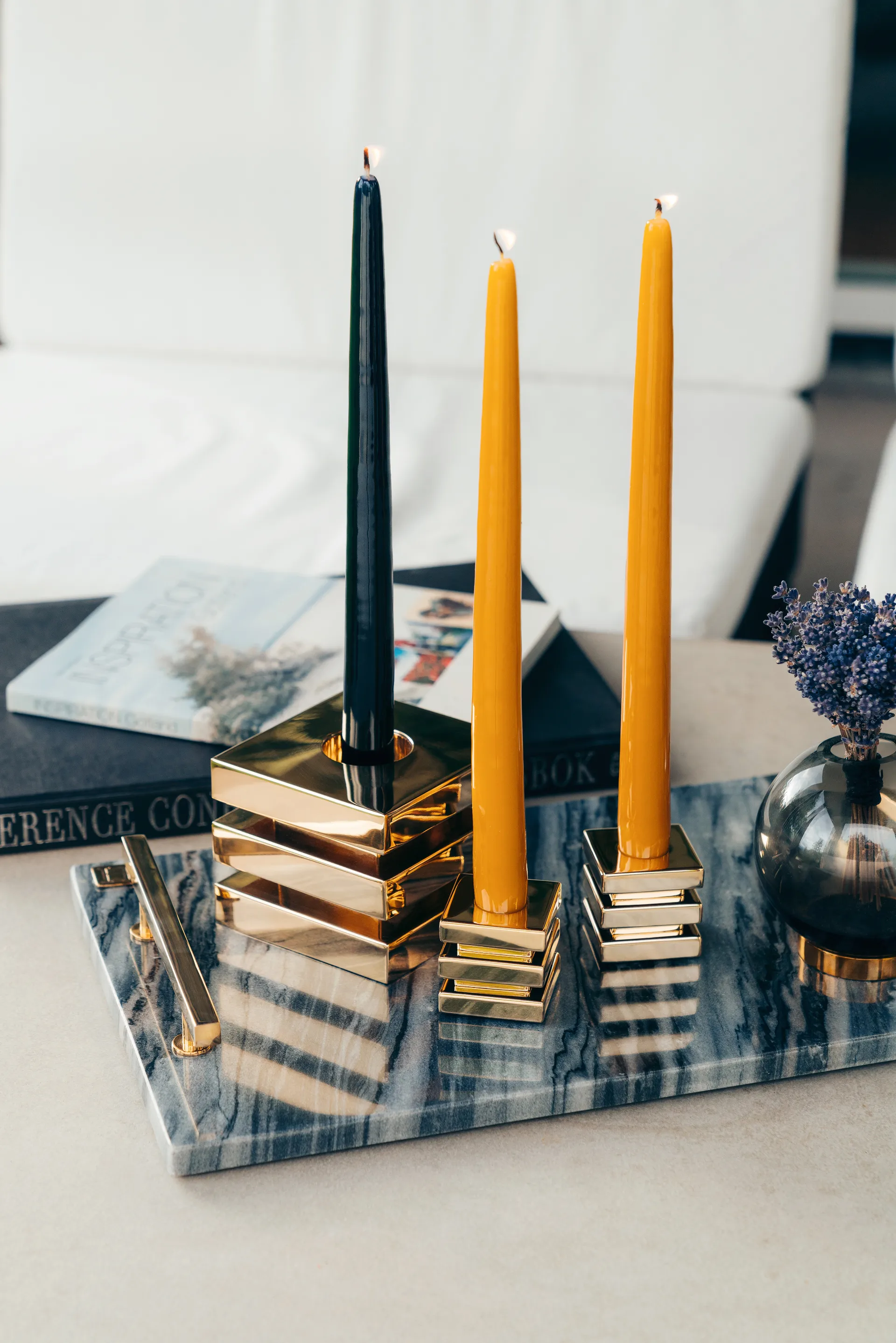 Herrgårdsljus 30 cm 6-pack, Svart glans Hilke Collection