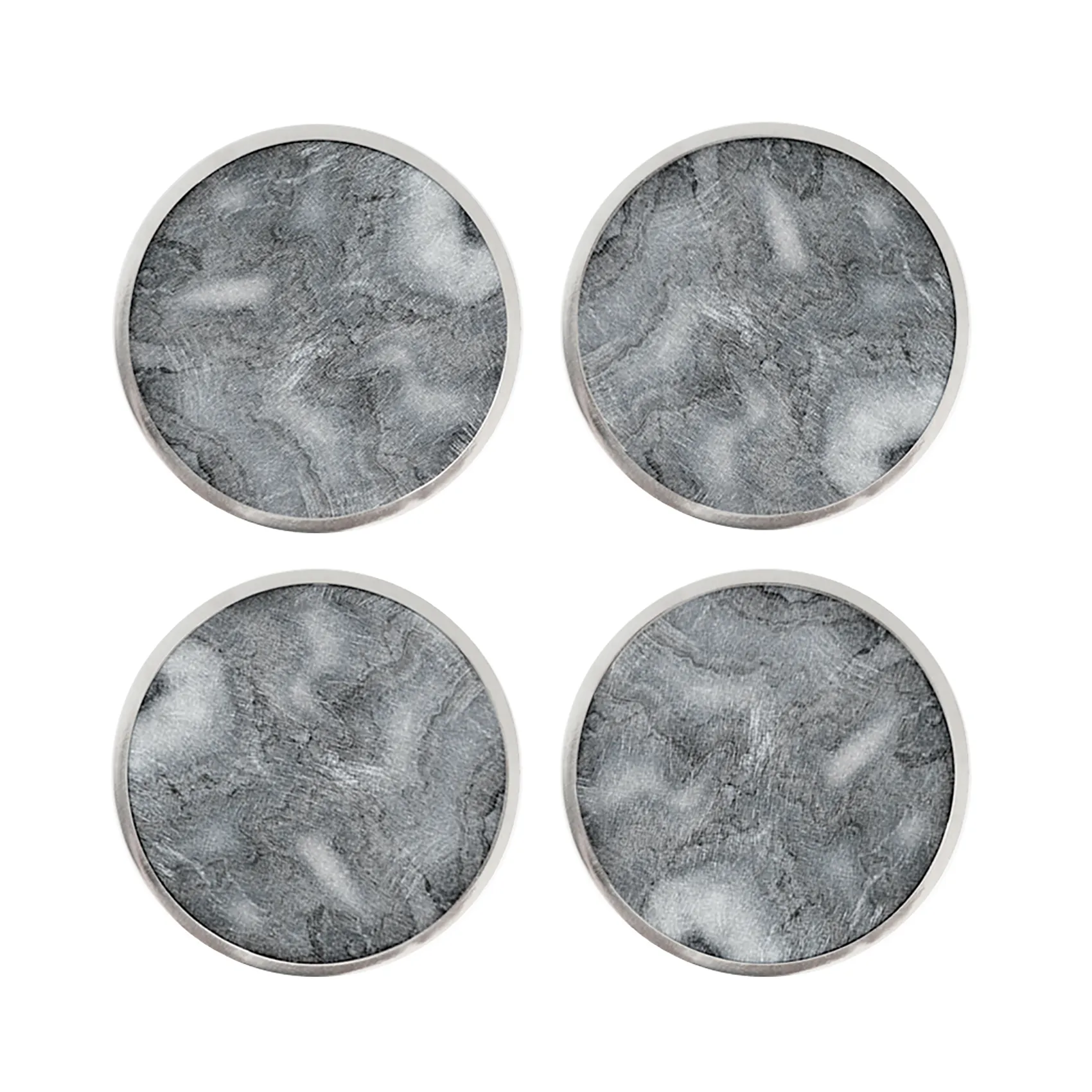 Hilke Collection glasunderlägg Ø10 cm 4-pack, Marmor-grå-nickel Hilke Collection
