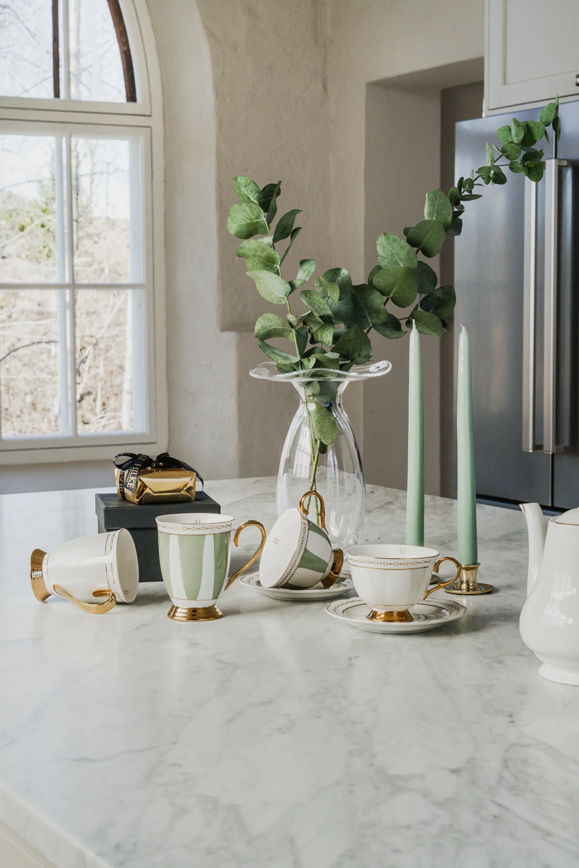 Strisce Salvia kopp med fat, 22 cl Hilke Collection