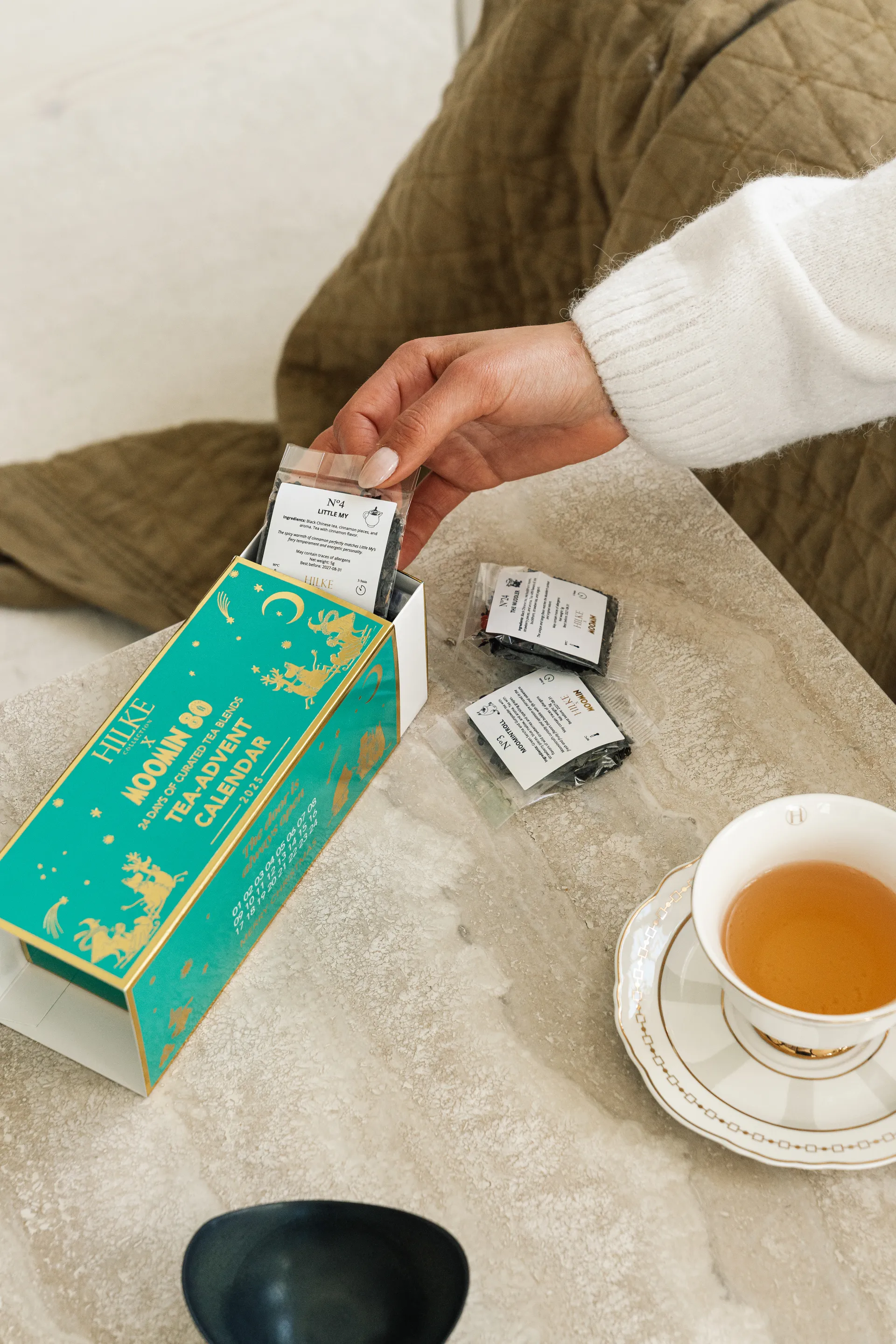 Strisce Tortora kopp med fat, 22 cl Hilke Collection