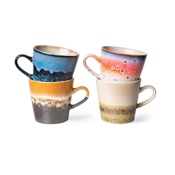 HKliving 70’s ceramics Americano mugg 4-pack 26 cl Pegasus