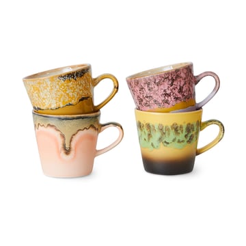 HKliving 70’s ceramics Americano mugg 4-pack 26 cl Radiant