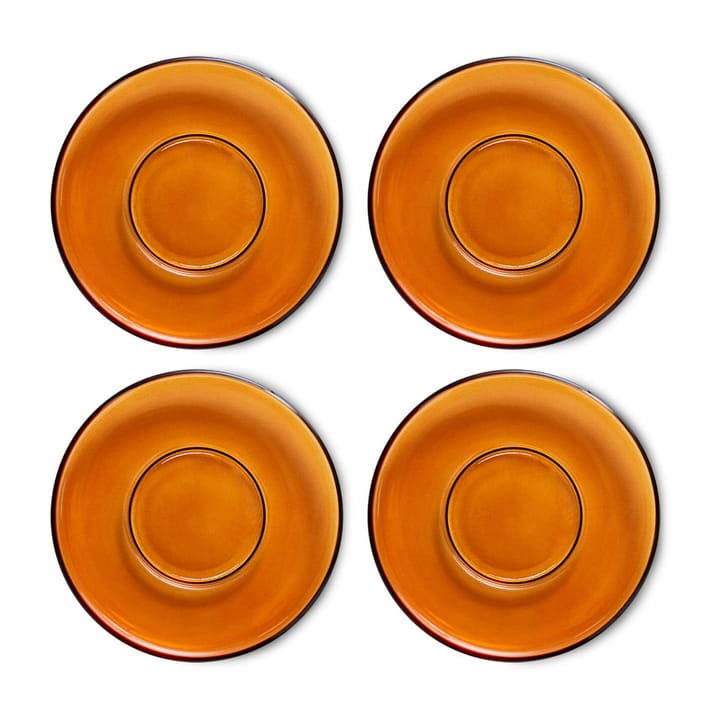 70's glassware kaffefat Ø10,6 cm 4-pack, Amber brown HKliving