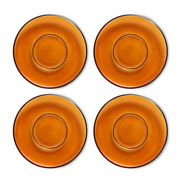 HKliving 70’s glassware kaffefat Ø10,6 cm 4-pack Amber brown