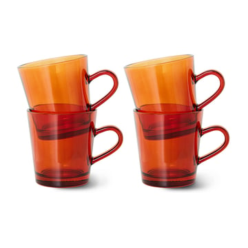 HKliving 70’s glassware kaffekopp 20 cl 4-pack Amber brown