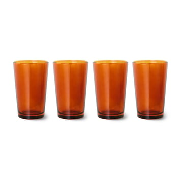 HKliving 70’s glassware teglas 20 cl 4-pack Amber brown