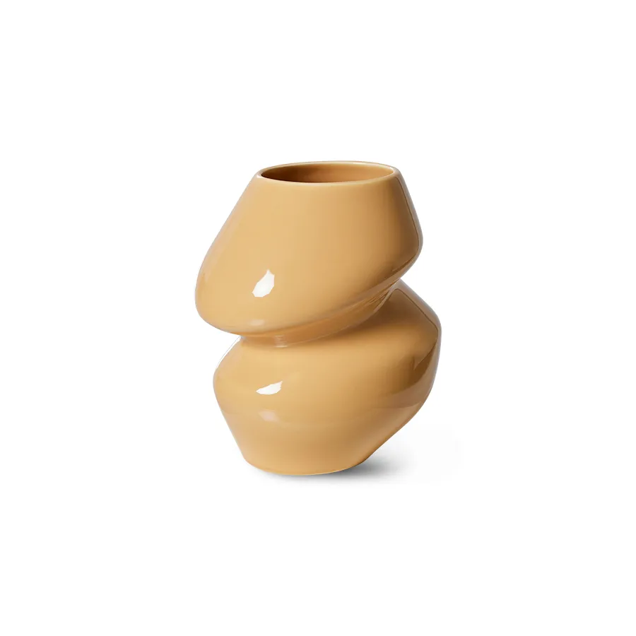 Ceramic organic vas small 19 cm, Cappuccino HKliving