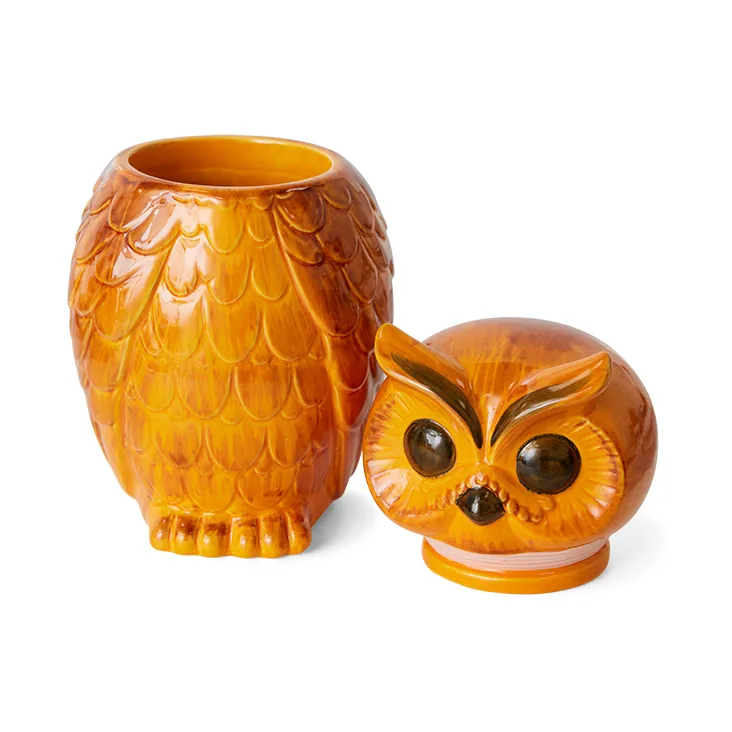 Ceramisk owl förvaringsburk, Tangerine HKliving