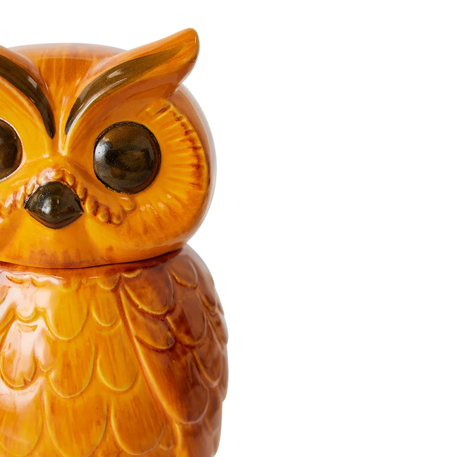 Ceramisk owl förvaringsburk, Tangerine HKliving