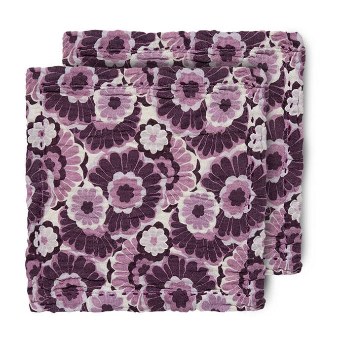 Floral bomullsservett 30x30 cm 2-pack - Burgundy - HKliving