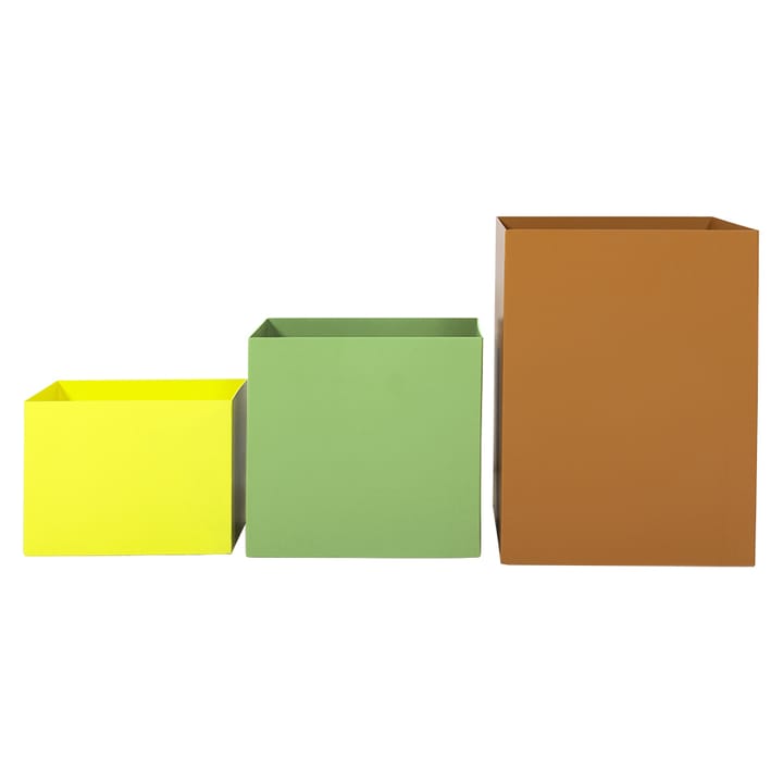 Förvaringsboxar 3-pack - Brun-grön-gul - HKliving
