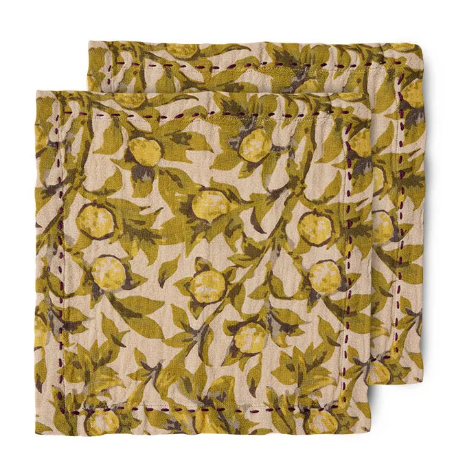 Mediterranean bomullsservett 30x30 cm 2-pack, Olive HKliving