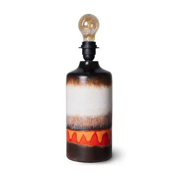 Retro glaserad lampfot i stengods - Brown, cream, red/orange - HKliving