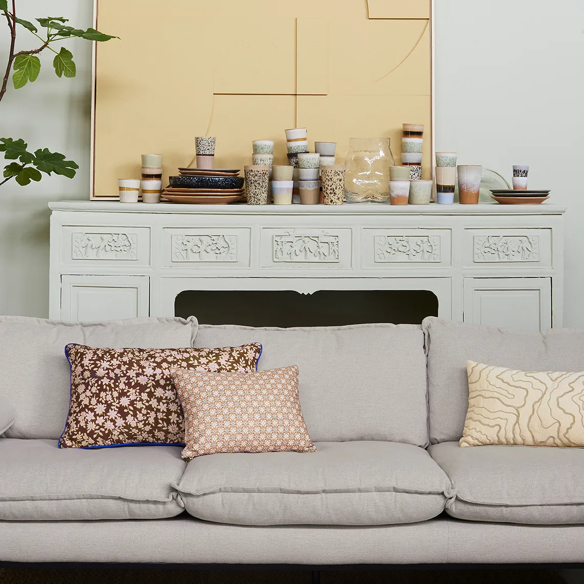 Stitched lines kudde 30x50 cm, Cream-natural HKliving