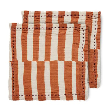 HKliving Striped bomulsservett 30×30 cm 2-pack Tangerine