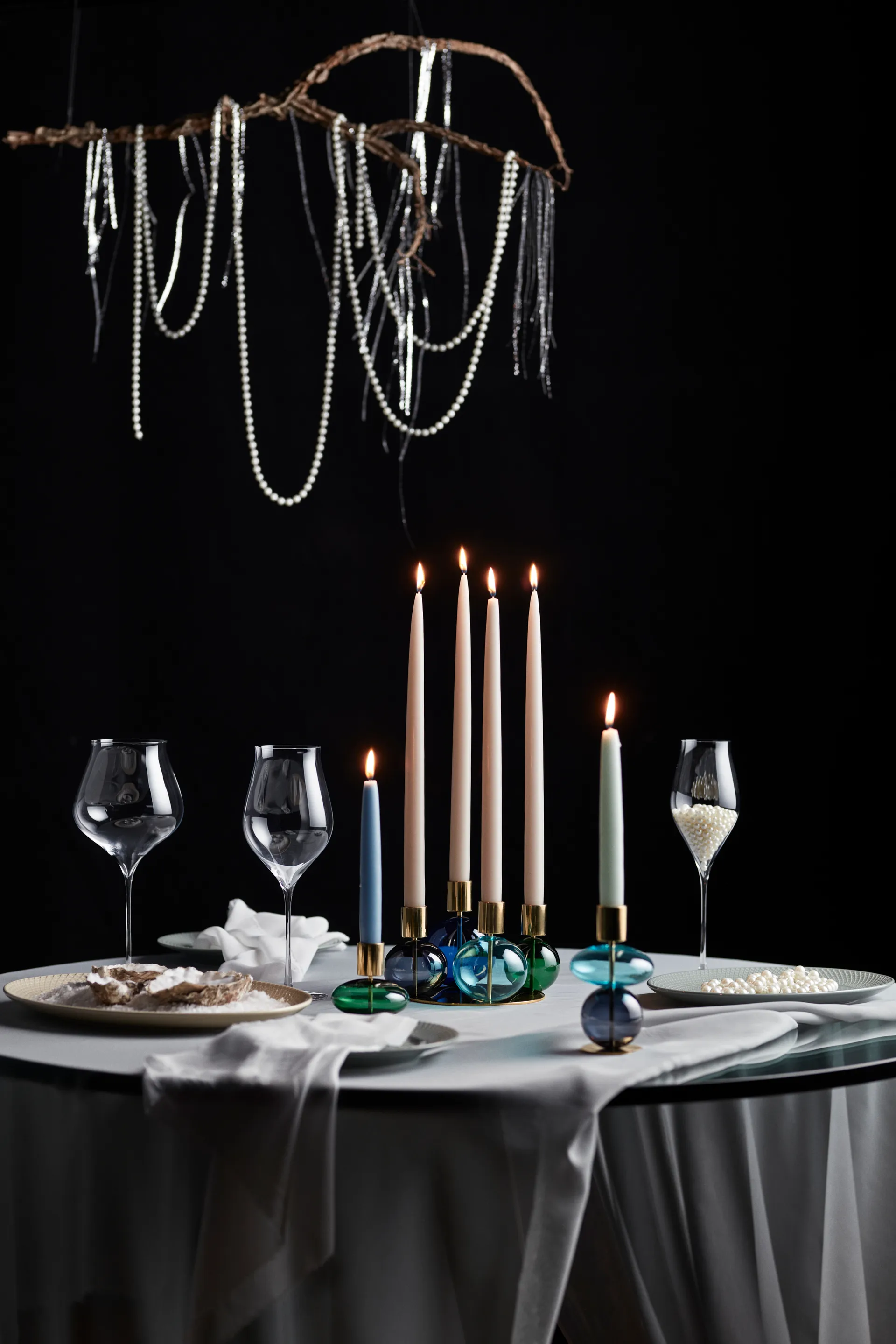 Bubble ljusstake 8 cm, Grön Holmegaard