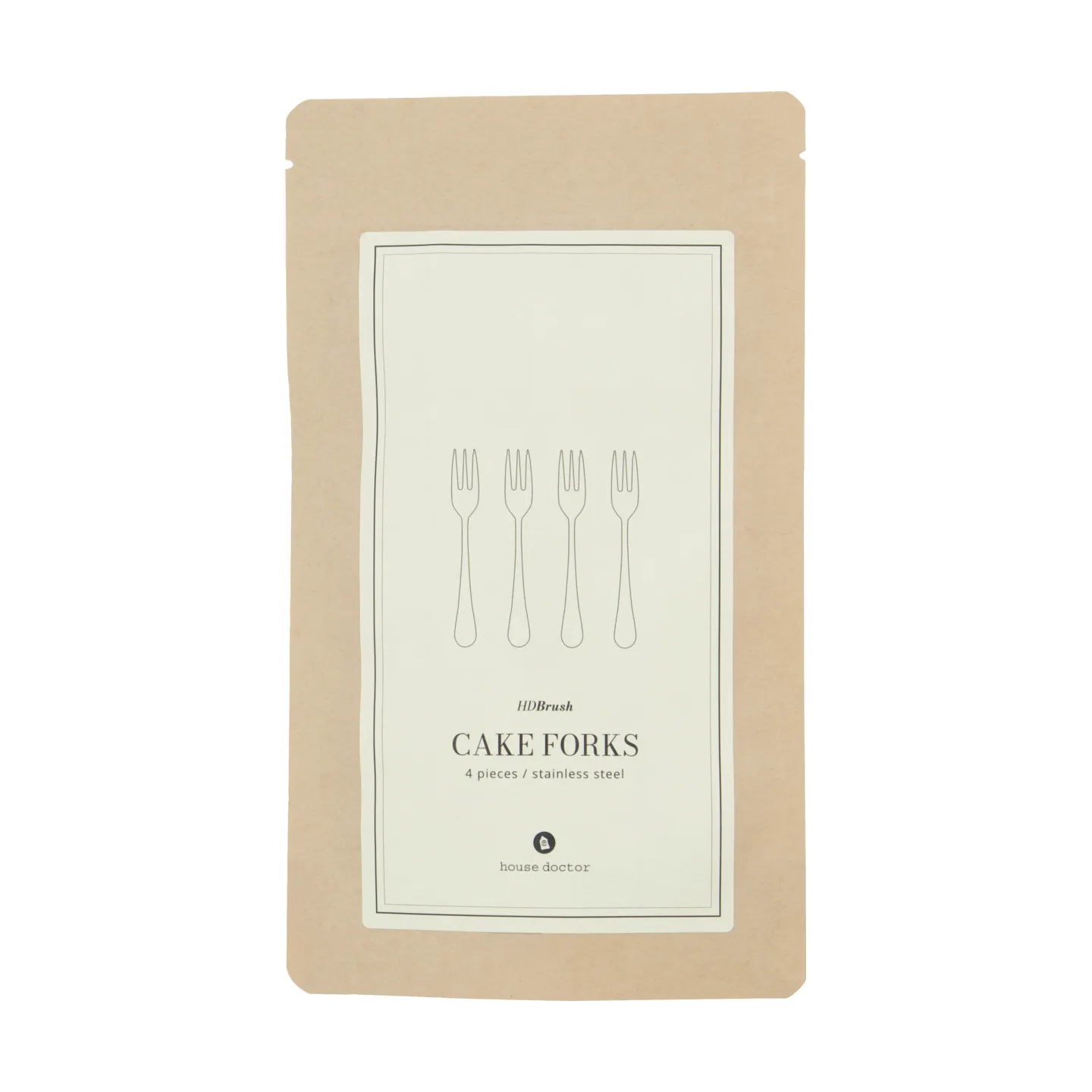 Brush dessertgaffel 4-pack, Silver finish House Doctor