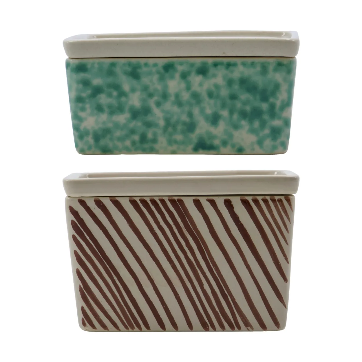 House Doctor Diva förvaringslådor 2 delar Grön-brun