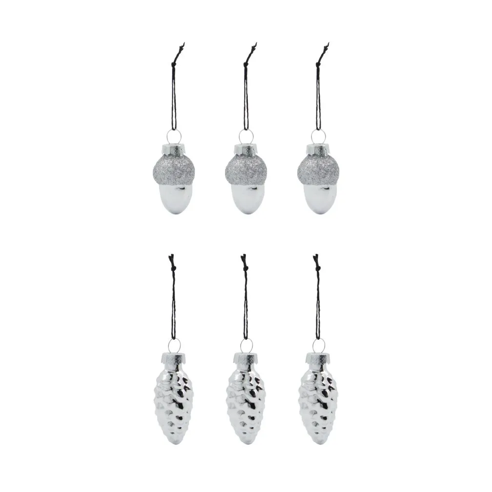 Glint julgranshänge 5,8 cm 6-pack, Silver House Doctor