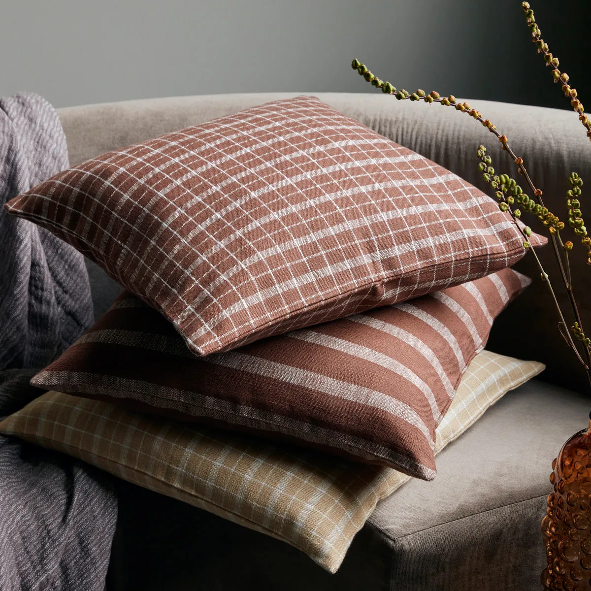 Thame kuddfodral rutigt 50x50 cm, Brown House Doctor