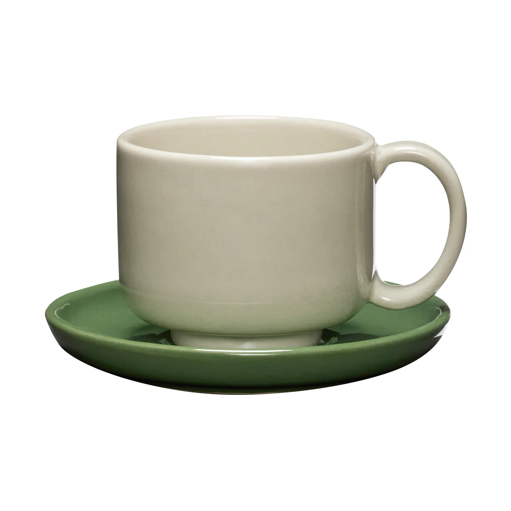 Amare kopp med fat, Sand-green Hübsch Interior