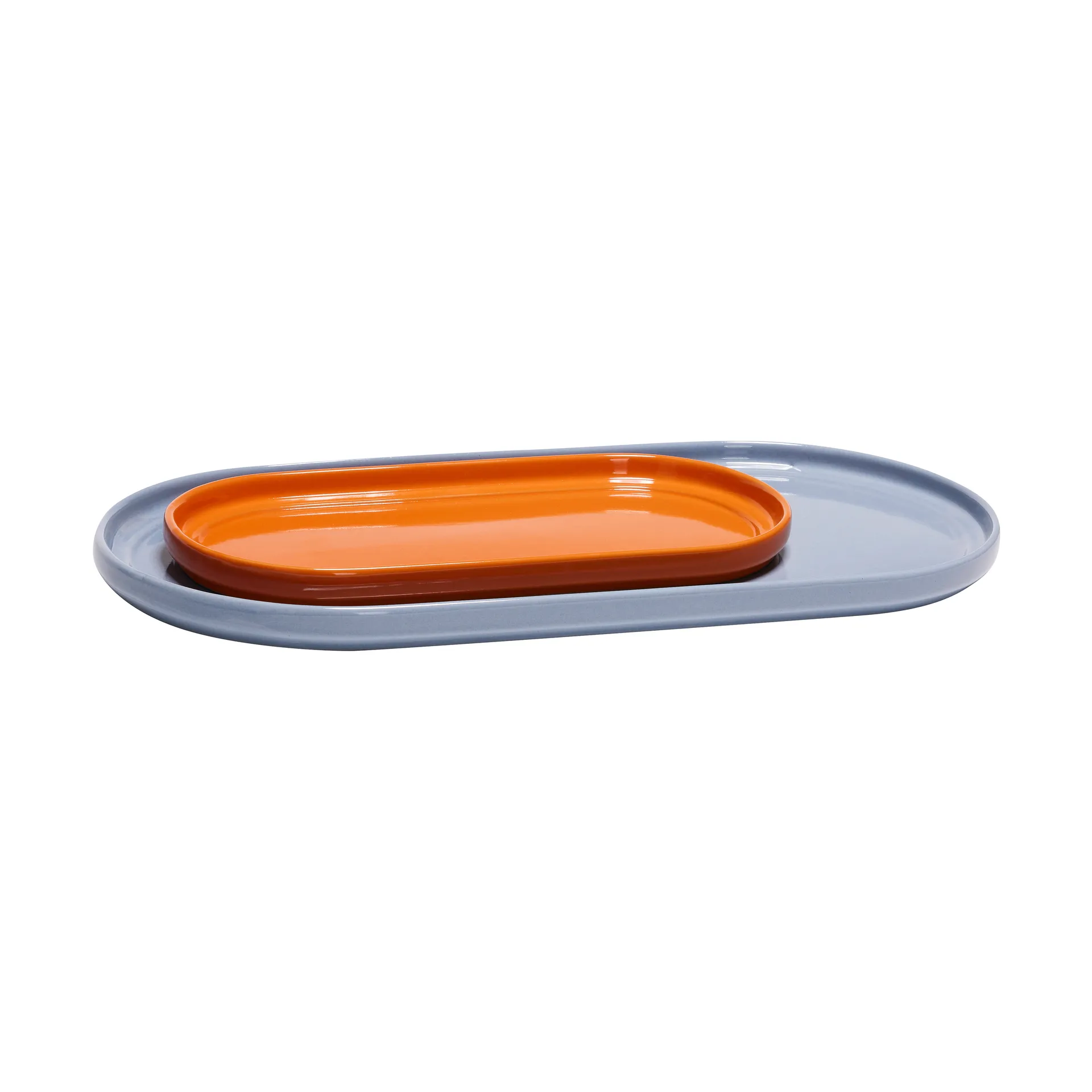 Amare serveringsbricka set 2 delar, Light blue-orange Hübsch Interior