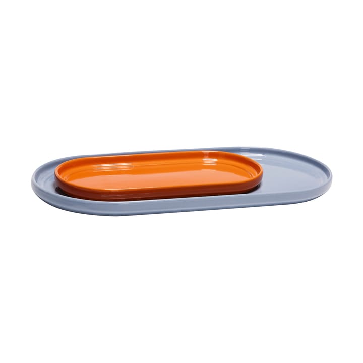Amare serveringsbricka set 2 delar - Light blue-orange - Hübsch