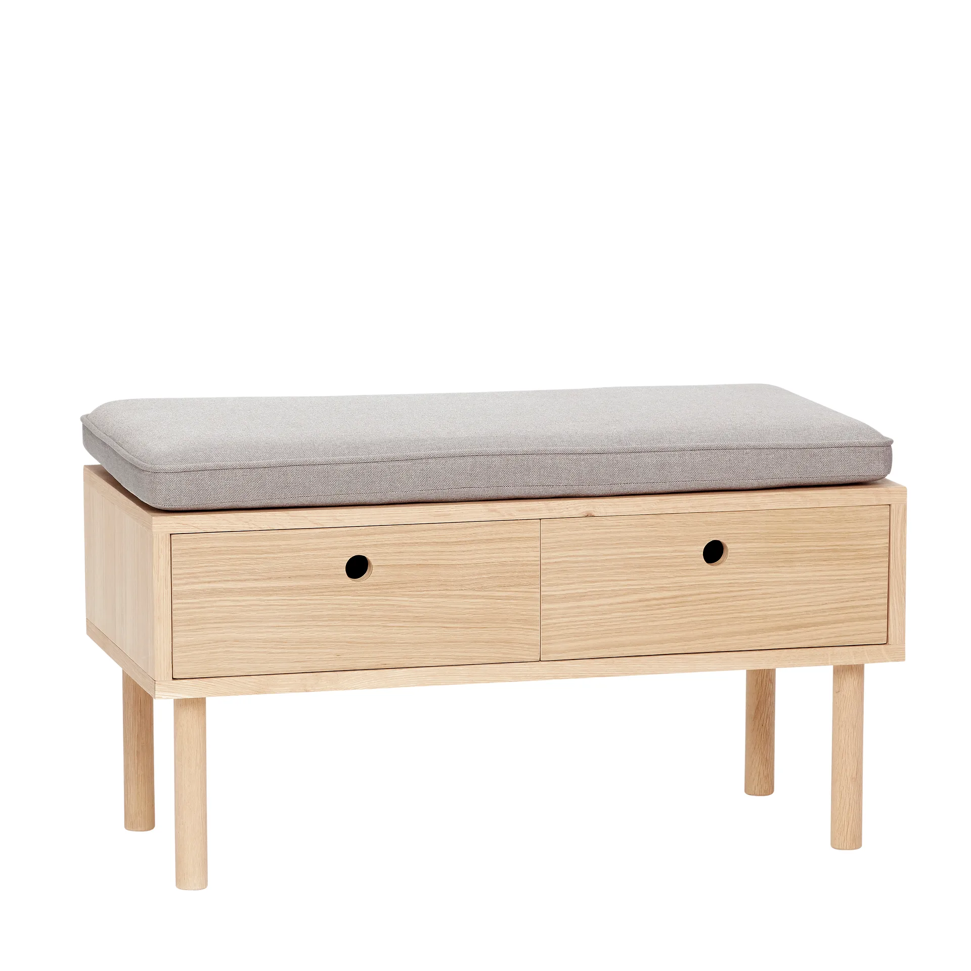 Bänk med kudde och lådor 40x85 cm, Natur-grå Hübsch
