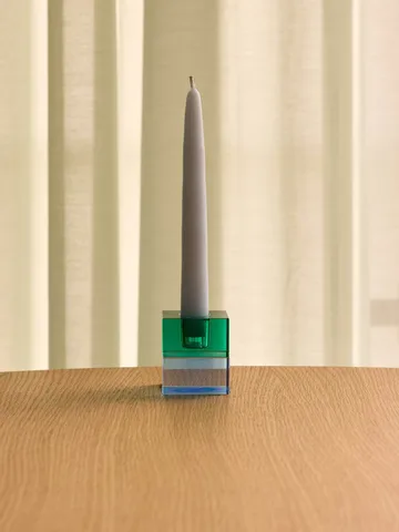 Block ljushållare 2 delar - Green-blue, orange-green - Hübsch Interior