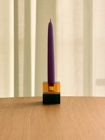 Block ljushållare 2 delar - Green-blue, orange-green - Hübsch Interior