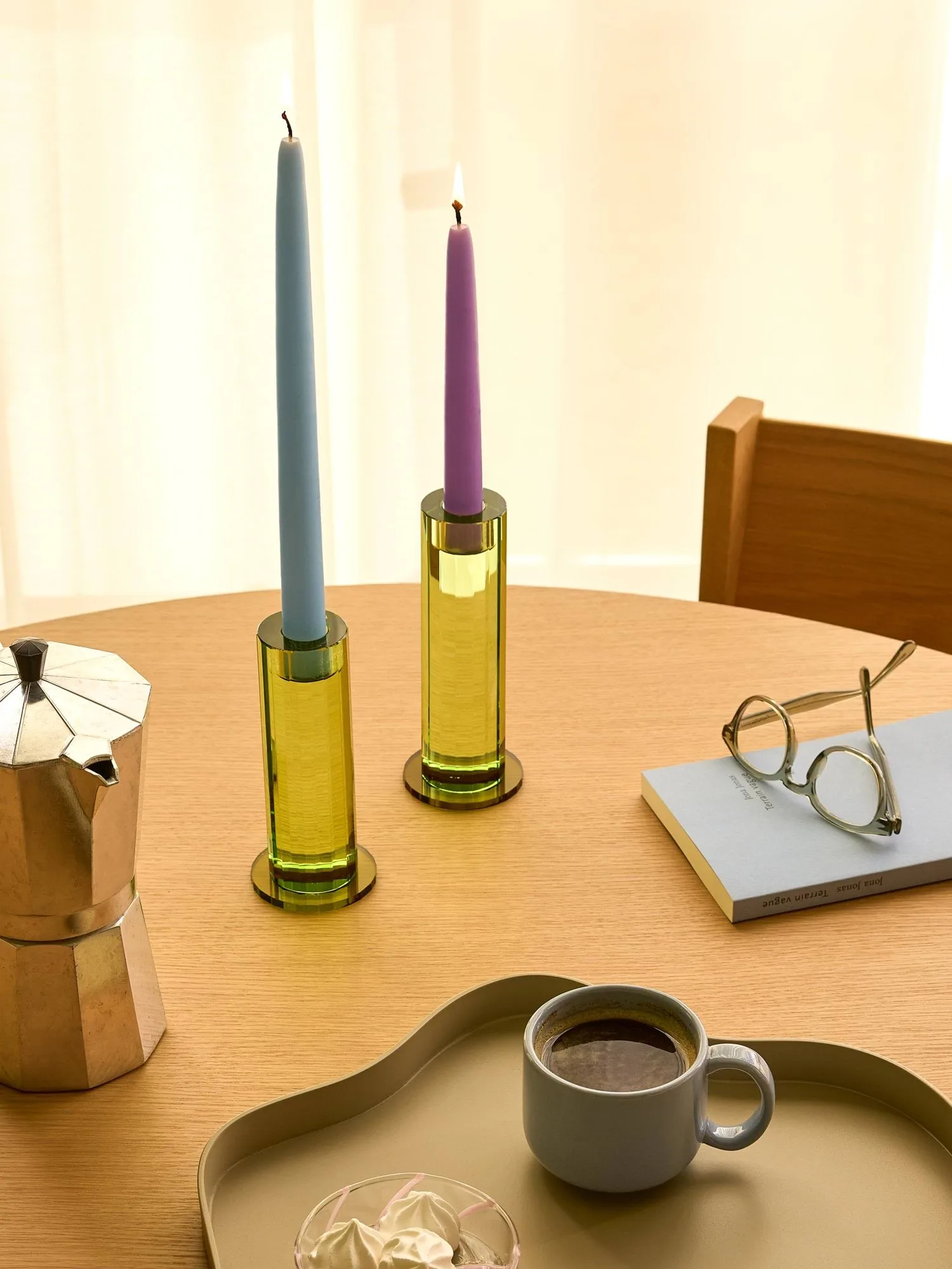 Cut ljushållare 2 delar, Green Hübsch Interior