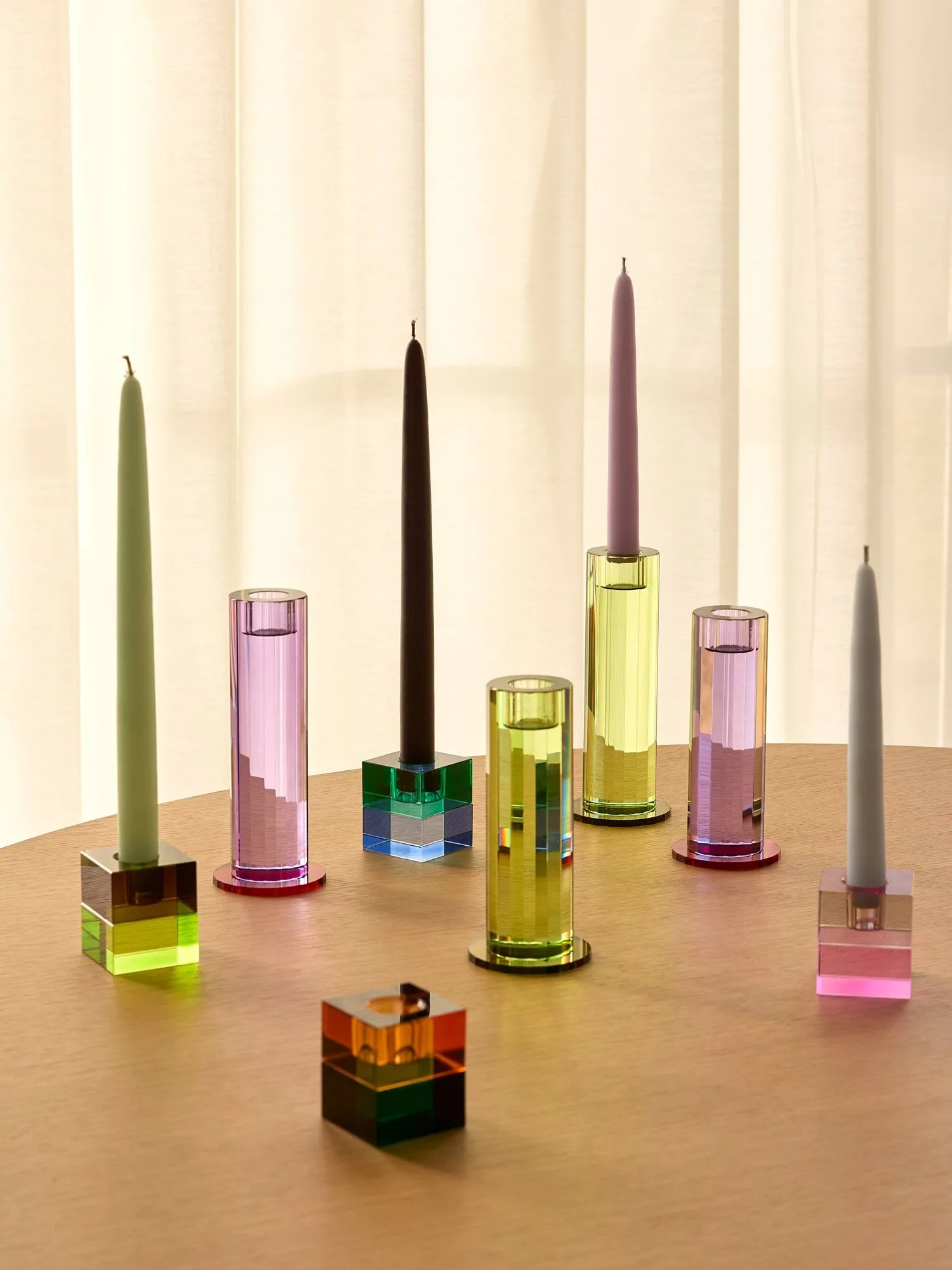 Cut ljushållare 2 delar, Green Hübsch Interior