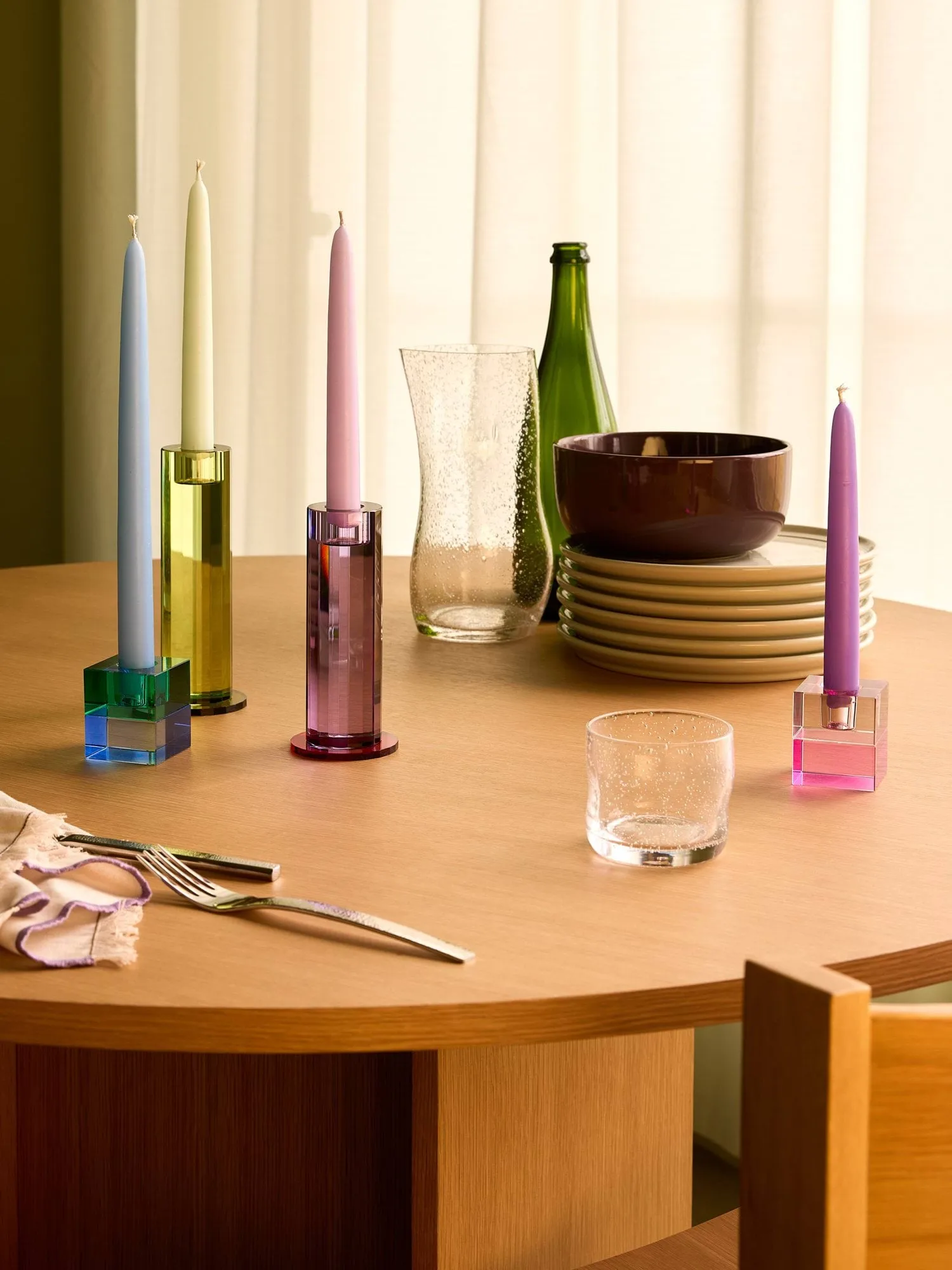 Cut ljushållare 2 delar, Purple Hübsch Interior