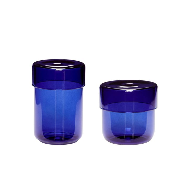 Förvaringsburk glas 2-pack, Blå Hübsch