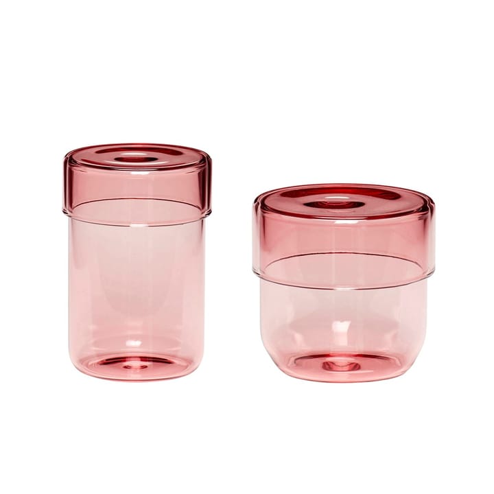 Förvaringsburk glas 2-pack - Rosa - Hübsch