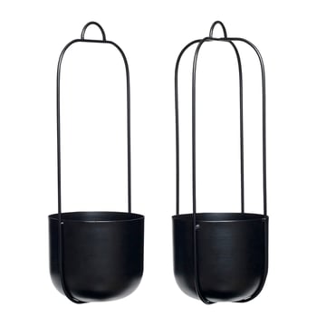 Läs mer om Hübsch Hängande kruka 2-pack Svart
