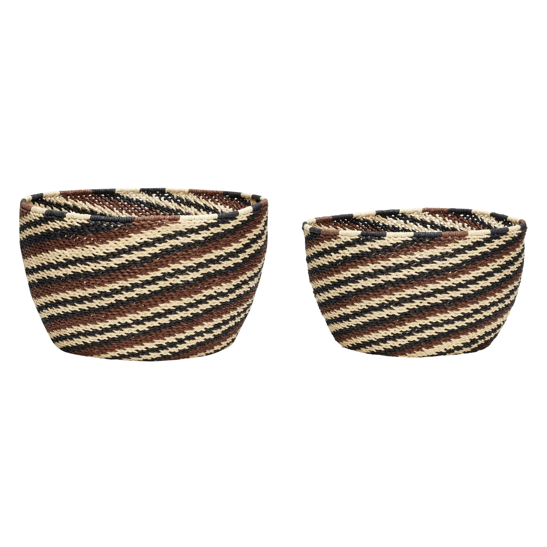 Korg rund 2-pack, Svart-brun-natur Hübsch Interior