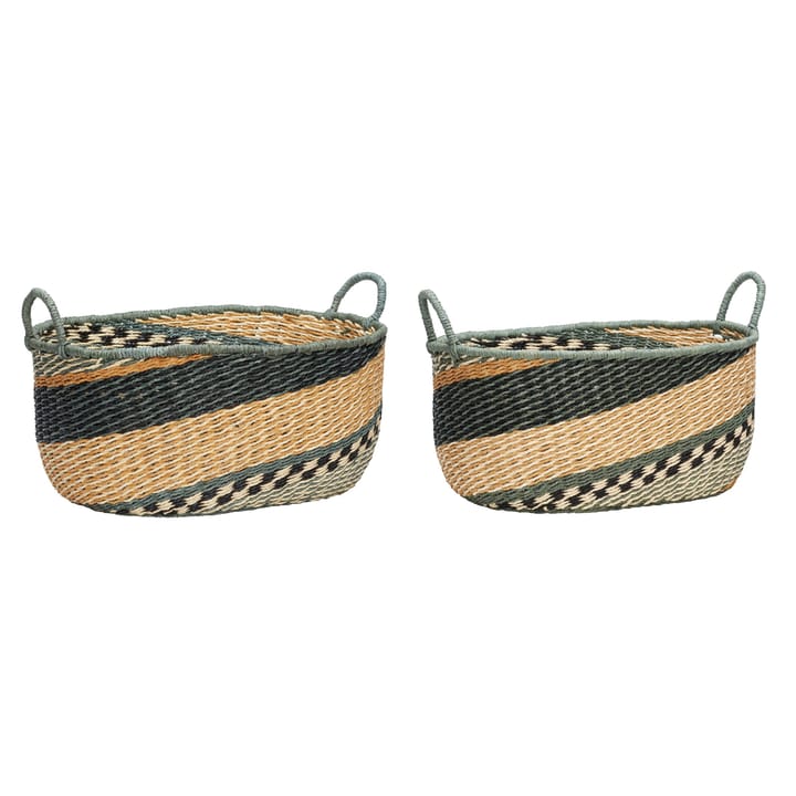 Korgar rund 2-pack, Svart-grön-orange-natur Hübsch Interior