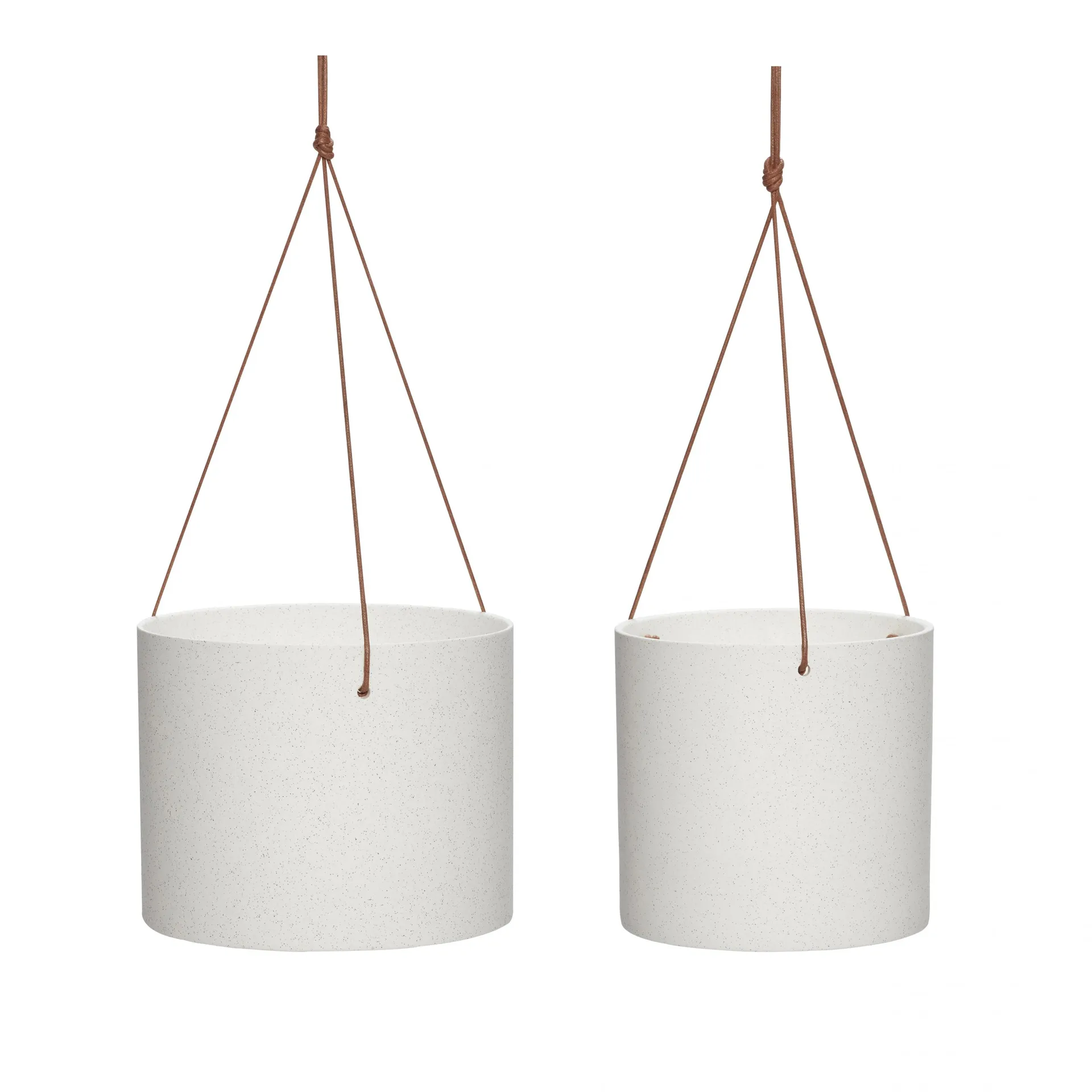 Kruka med läderrem 2-pack, Vit Hübsch