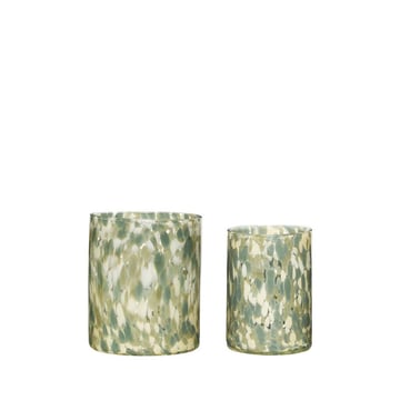 Läs mer om Hübsch Luce ljuslykta 2-pack Grön