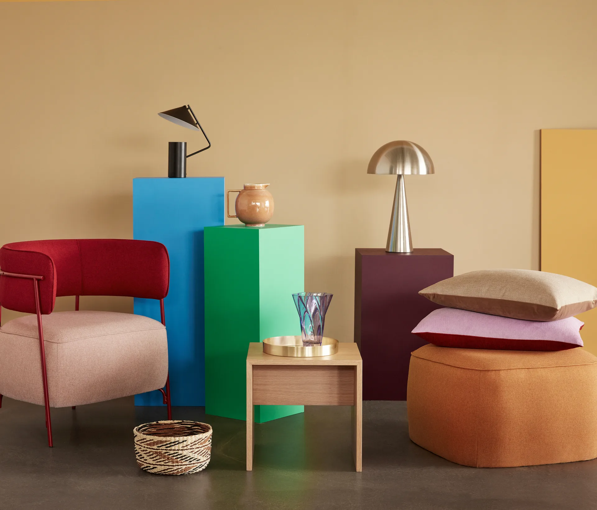 Mush bordslampa, Brass, tall 50 cm Hübsch Interior