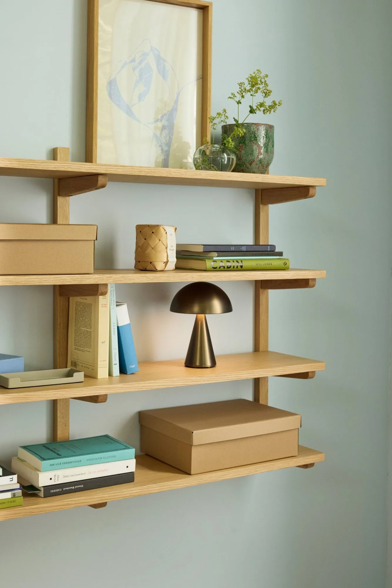 Mush portabel bordslampa, Burnished brass, 20 cm Hübsch Interior