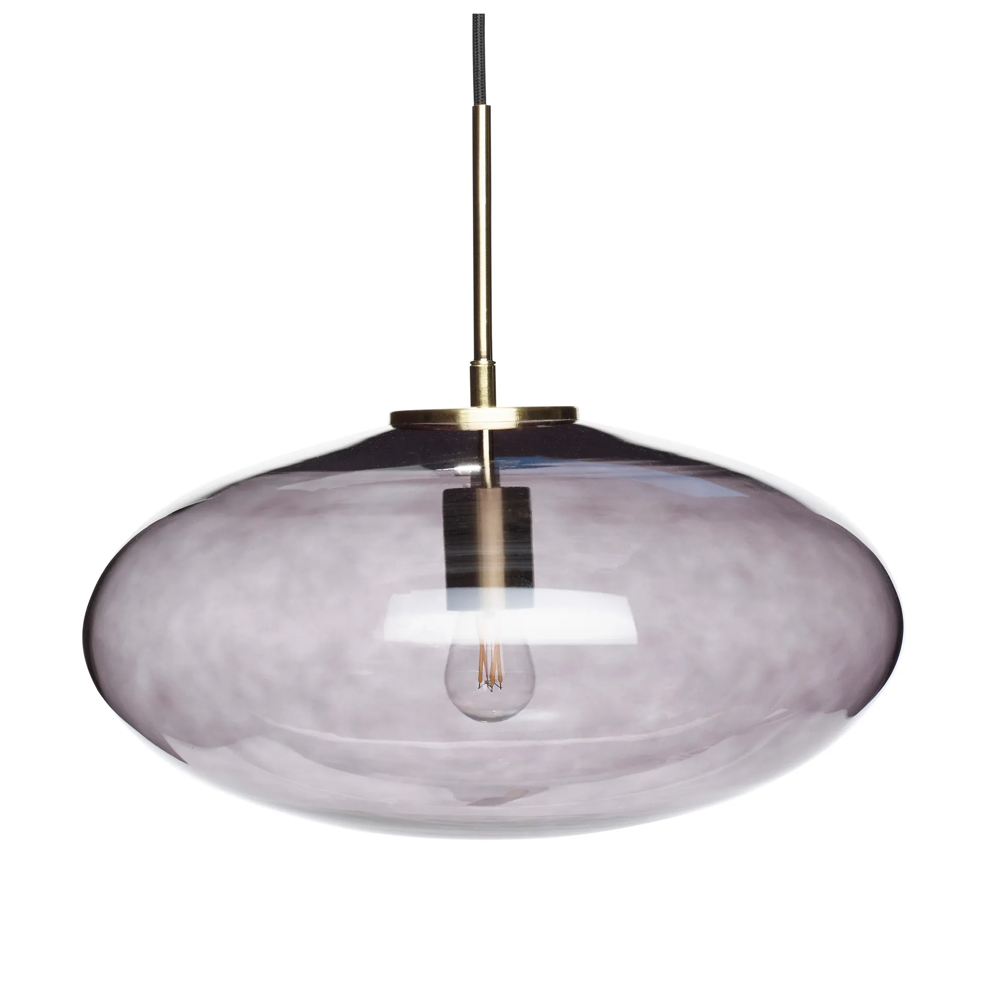 Pendel glass brass Ø40 cm, Rökgrå Hübsch Interior