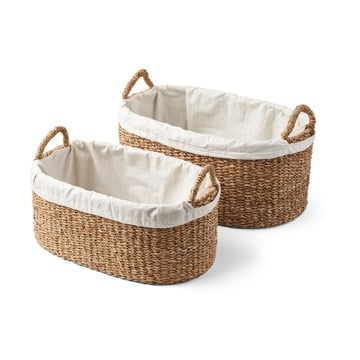 Produktfoto för Humdakin - Laundry Wicker Set of 2  - Tvättkorg - 230 Organic Cotton lining - H56 x L36 x B25 cm & H50 x L30 x B21 cm
