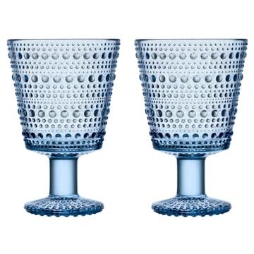 Iittala Kastehelmi dricksglas på fot 26 cl 2-pack Aqua