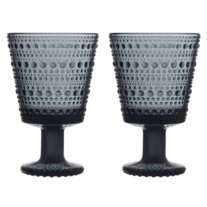 Kastehelmi dricksglas på fot 26 cl 2-pack - Mörkgrå - Iittala