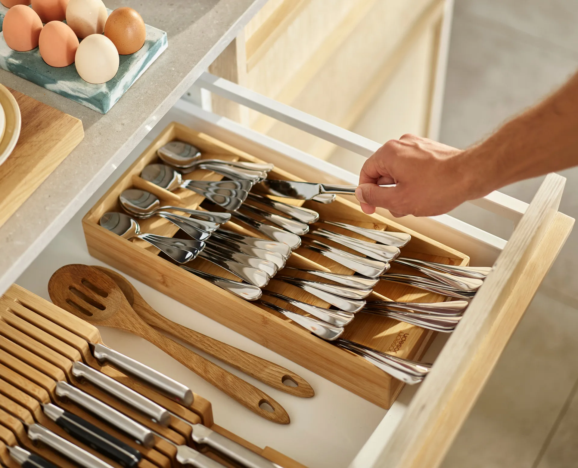 Drawerstore besticklåda bambu, Large Joseph Joseph