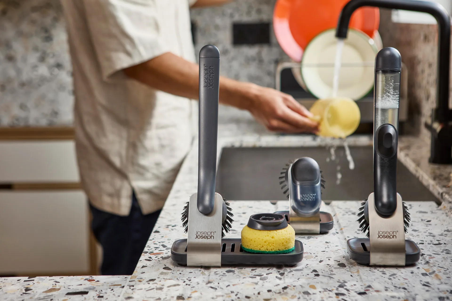 Joseph Joseph Sinktech diskborste stålställ, Clear Joseph Joseph