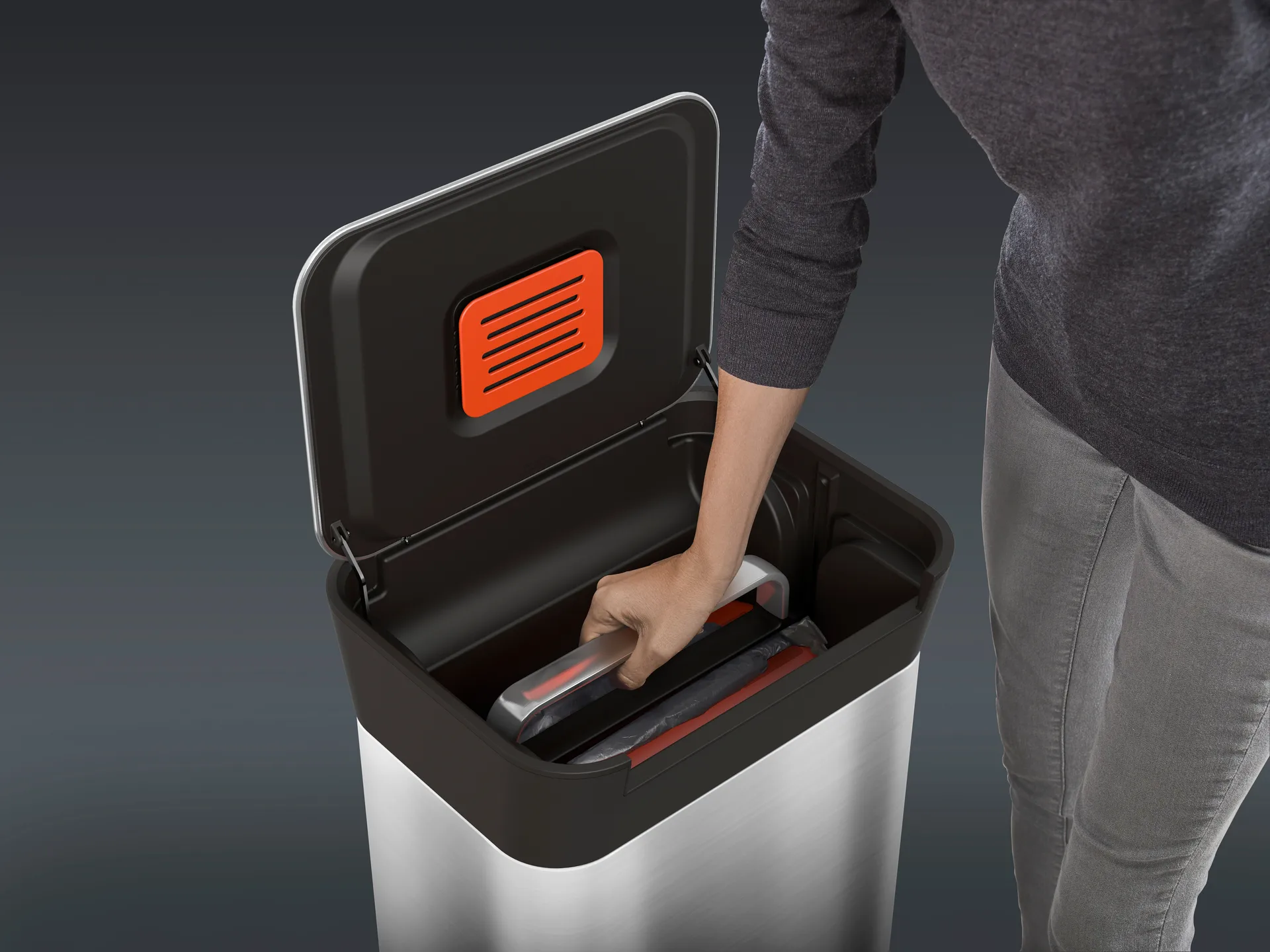 Joseph Joseph Titan trash compactor pedalhink 30 L, Stainless steel Joseph Joseph