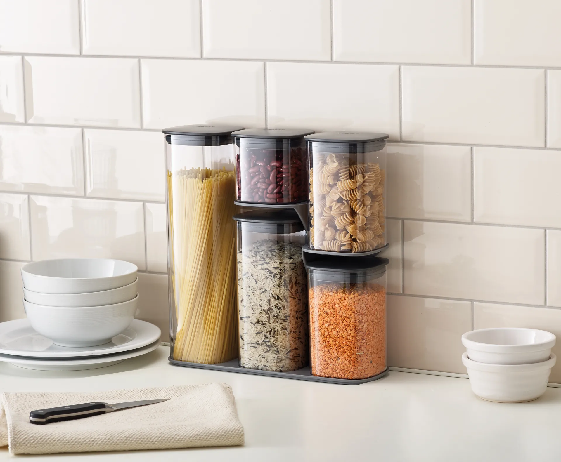 Podium förvaringsburk 5 delar, Grå Joseph Joseph